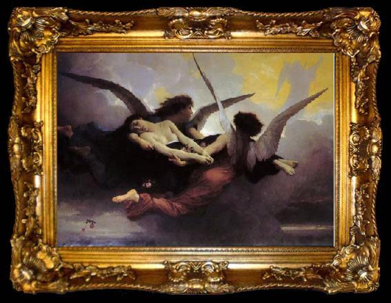 framed  William-Adolphe Bouguereau Depiction of a soul being carried to heaven by two angels., ta009-2